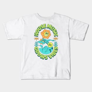 HOUSE MUSIC - Grows Vibes (Lime/Orange/Blue) Kids T-Shirt